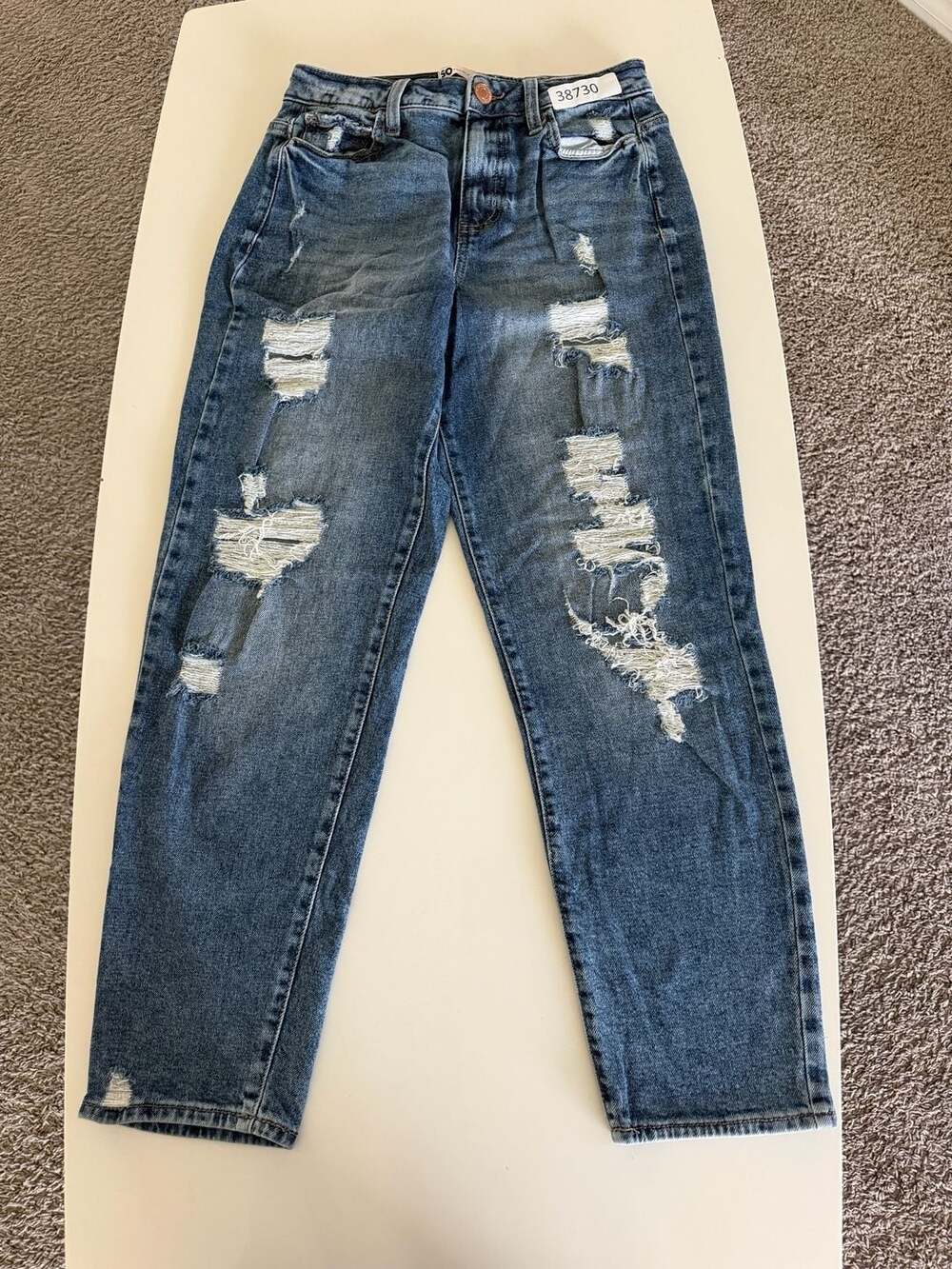 SO High Rise Mom Jean Distressed Women's Dark Wash Denim
